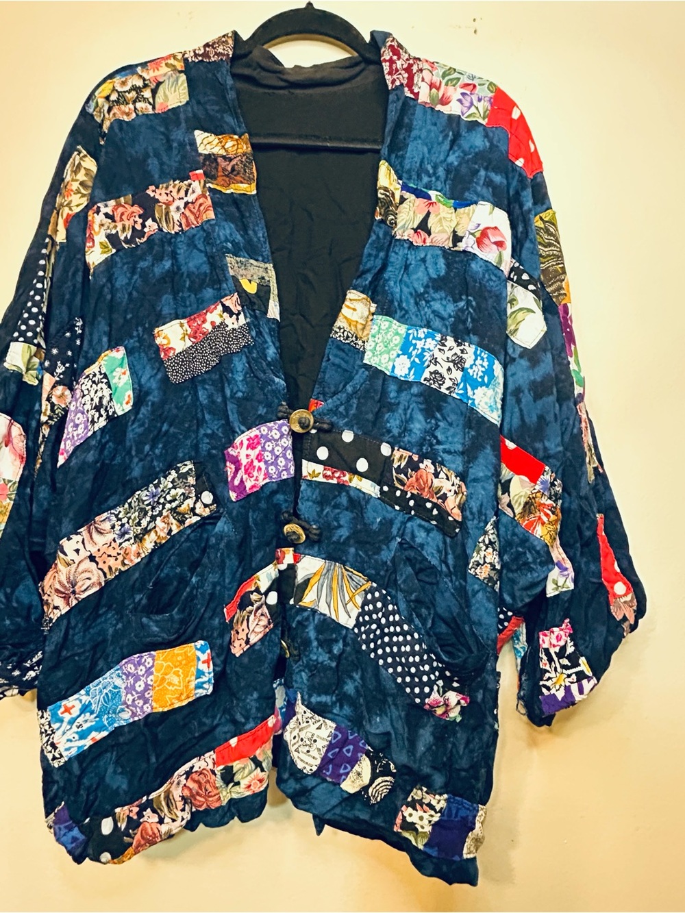 Nativewear XL Boho Patchwork Navy Quilted Jacket